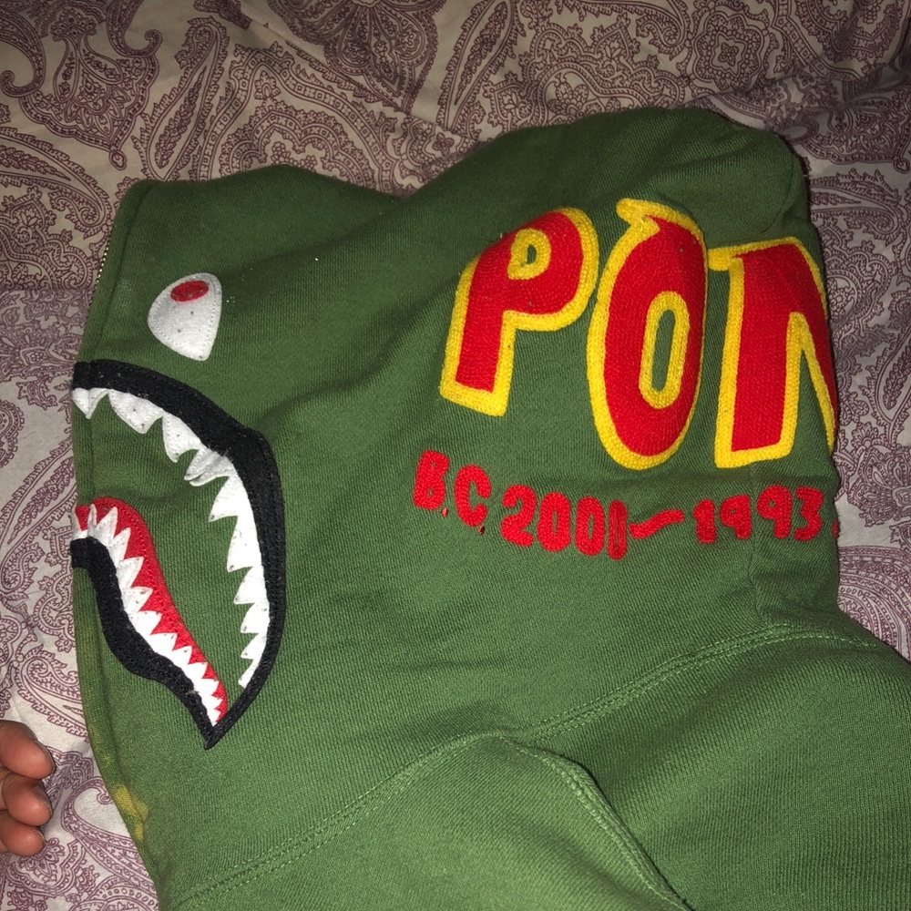 Point of no return green shark bape hoodie